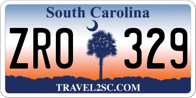 SC license plate ZRO329