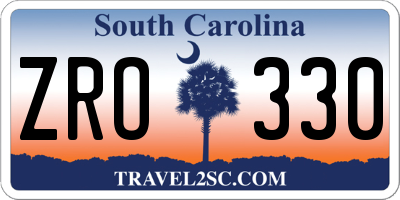 SC license plate ZRO330