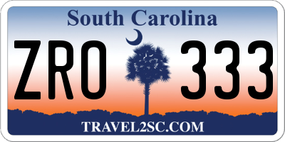 SC license plate ZRO333