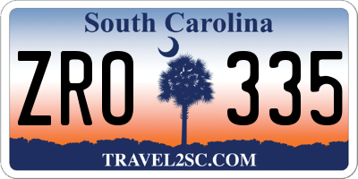 SC license plate ZRO335