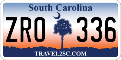 SC license plate ZRO336
