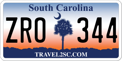 SC license plate ZRO344