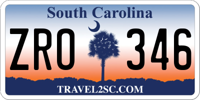 SC license plate ZRO346