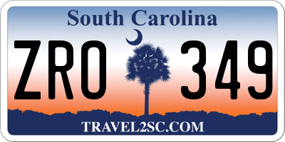 SC license plate ZRO349