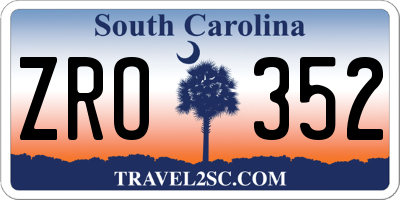 SC license plate ZRO352