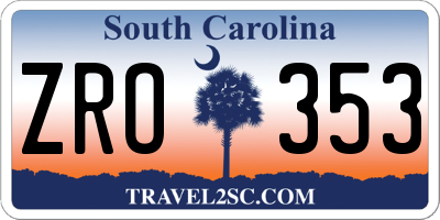 SC license plate ZRO353