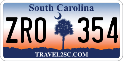 SC license plate ZRO354