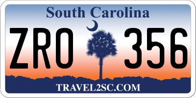 SC license plate ZRO356