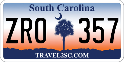 SC license plate ZRO357