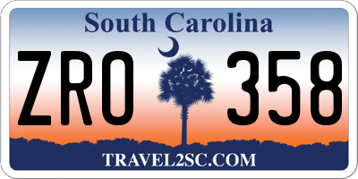 SC license plate ZRO358