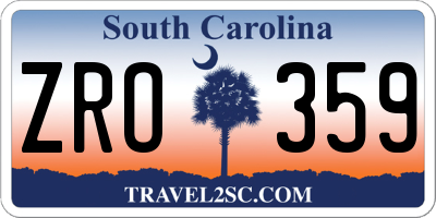SC license plate ZRO359