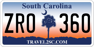SC license plate ZRO360