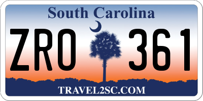 SC license plate ZRO361