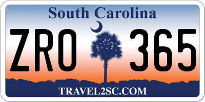 SC license plate ZRO365
