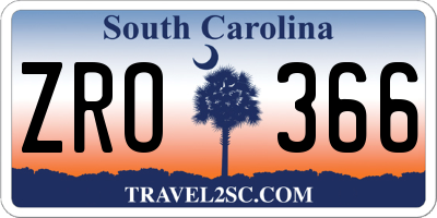 SC license plate ZRO366