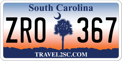 SC license plate ZRO367