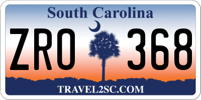 SC license plate ZRO368
