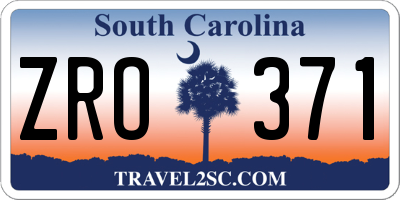 SC license plate ZRO371