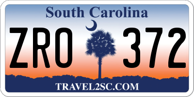 SC license plate ZRO372