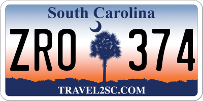 SC license plate ZRO374