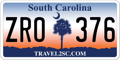 SC license plate ZRO376