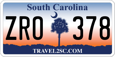 SC license plate ZRO378