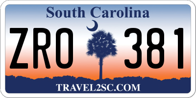 SC license plate ZRO381