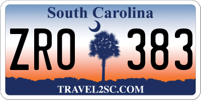 SC license plate ZRO383