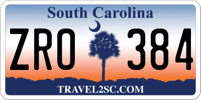 SC license plate ZRO384
