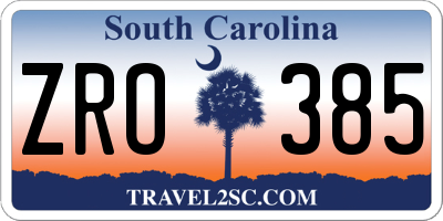 SC license plate ZRO385