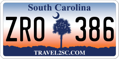 SC license plate ZRO386