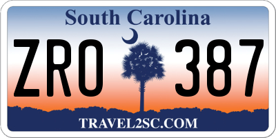 SC license plate ZRO387
