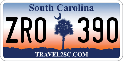 SC license plate ZRO390