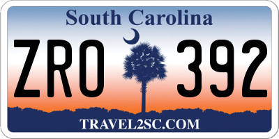 SC license plate ZRO392