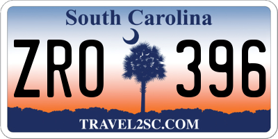 SC license plate ZRO396