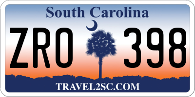 SC license plate ZRO398