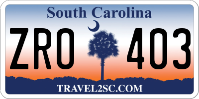 SC license plate ZRO403