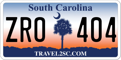 SC license plate ZRO404