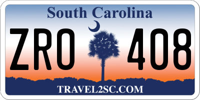 SC license plate ZRO408