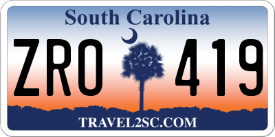 SC license plate ZRO419
