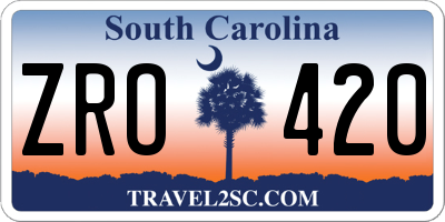 SC license plate ZRO420
