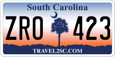 SC license plate ZRO423