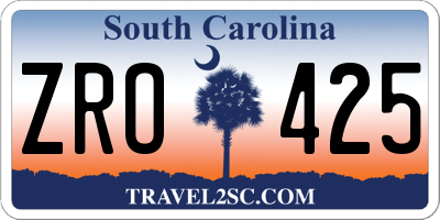 SC license plate ZRO425