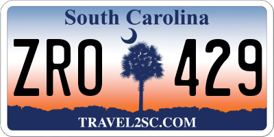 SC license plate ZRO429