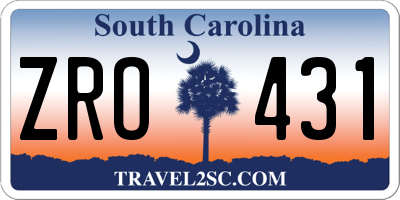 SC license plate ZRO431