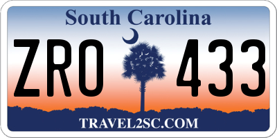 SC license plate ZRO433