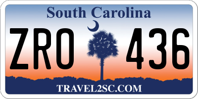 SC license plate ZRO436