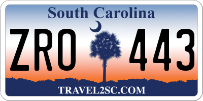SC license plate ZRO443