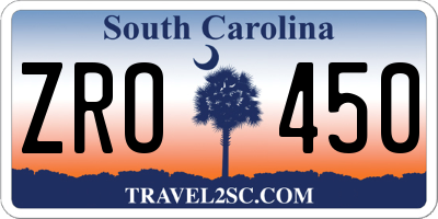 SC license plate ZRO450