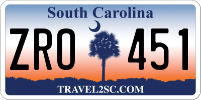 SC license plate ZRO451
